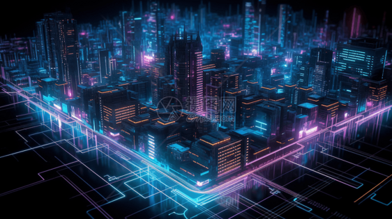 科技化未来城市3D渲染图图片