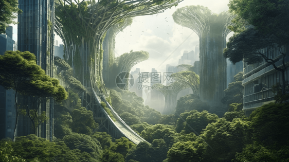 未来城市森林渲染图图片