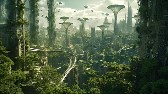 未来主义的城市森林图片