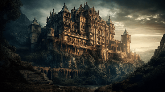 哥特式城堡渲染图背景图片