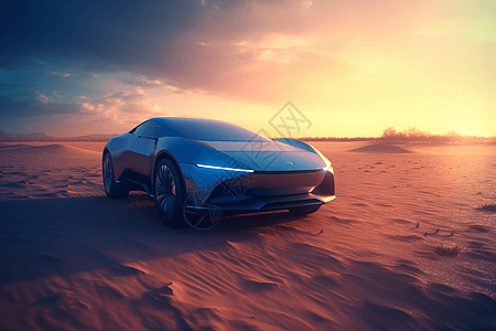 未来汽车在沙漠中设计图图片