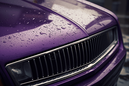 紫色轿车特写图片