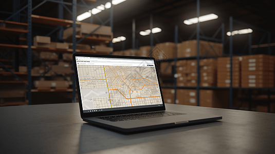 地图物流笔记本电脑上的导航应用程序背景