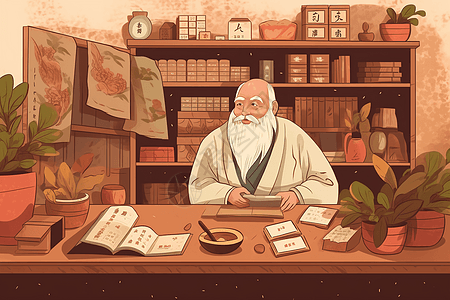 中医治疗高血压插画_中医治疗高血压卡通_中医治疗高血压插图_手绘_板绘_摄图网