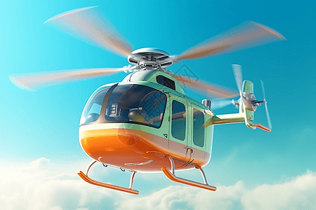 天空中的直升飞机插画图片