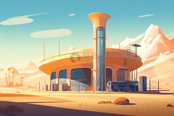 未来沙漠地区的加氢站图片