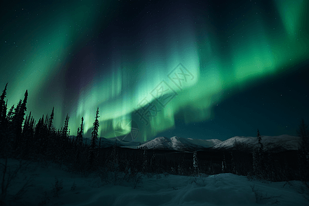 七彩星空柔和的北极光背景