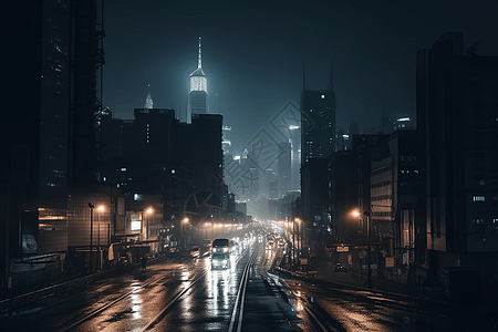 夜晚城市闪烁的光芒图片