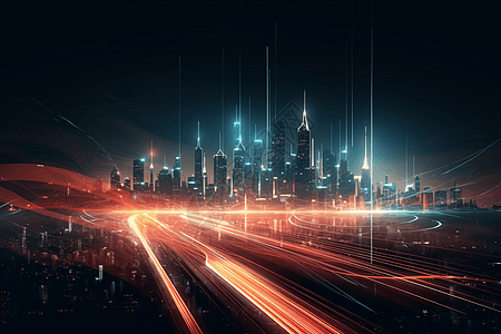 五光十色的未来城市背景图片