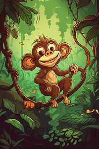 热带丛林里的猴子图片