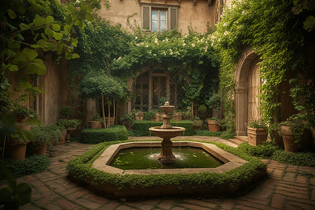 一个迷人舒适的庭院图片