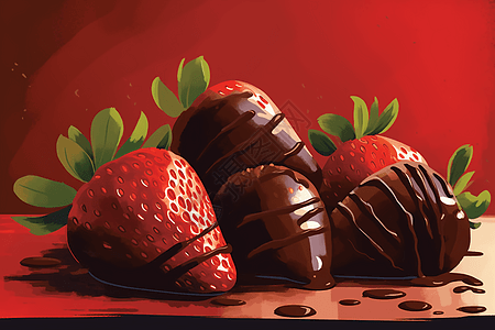 巧克力草莓甜点背景图片