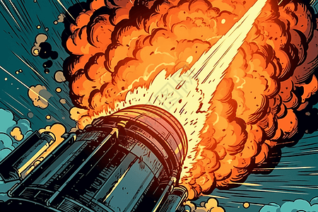 燃烧的火箭发动机插画背景图片
