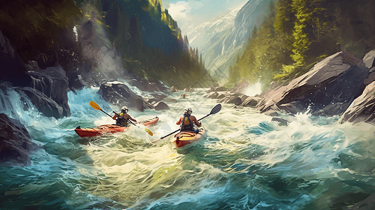 河中的皮划艇比赛图片