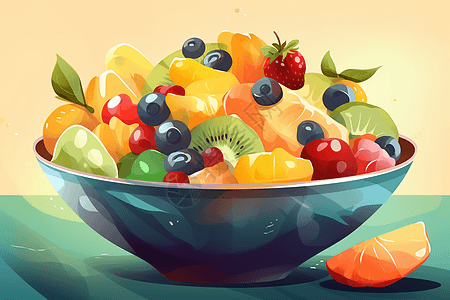 碗里新鲜健康的水果沙拉图片