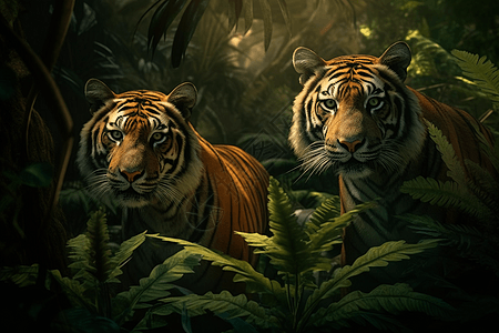 森林中雄壮的老虎图片