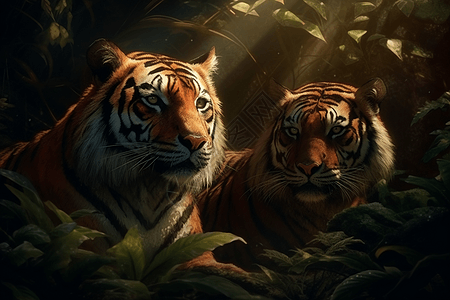 丛林中凶猛的老虎图片