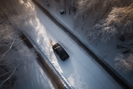 雪地中的汽车图片