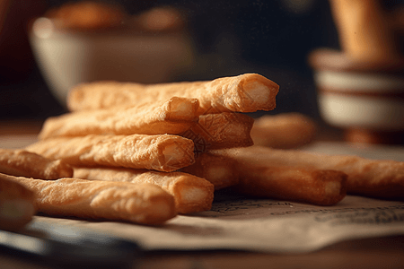 油炸美食美味早餐油条设计图片