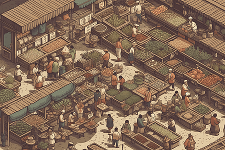 中草药交易市场的插图图片