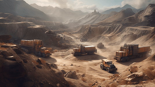 重型卡车在矿区运输资源图片