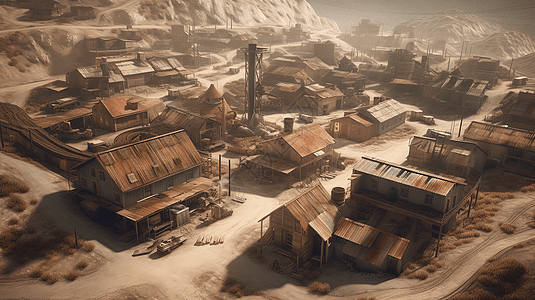 矿区采矿小镇的3D概念图图片