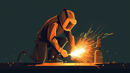 工厂焊工在工作的插图图片