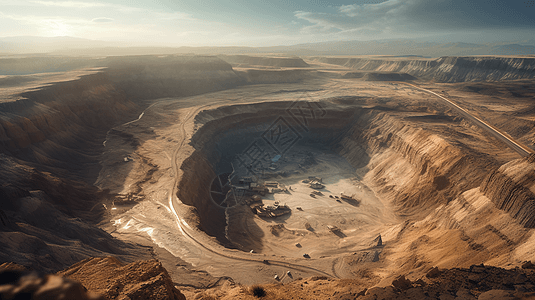 沙漠矿区的全景背景图片