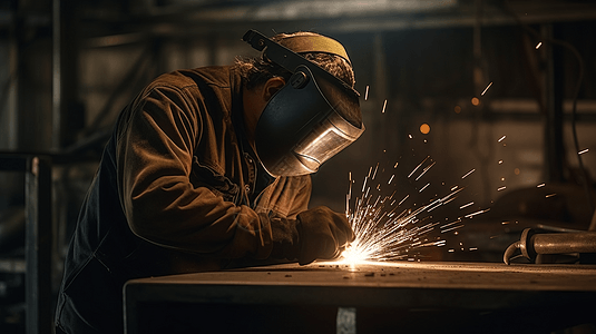 金属框架焊炬的工人图片