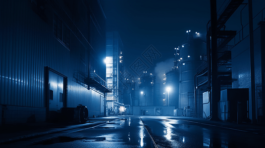 夜间工业园区图片
