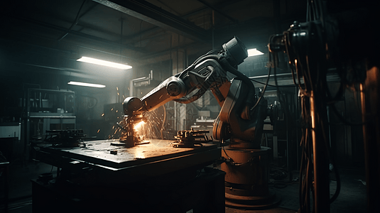 修理车间工厂修理工业机器的机器人设计图片