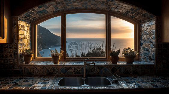 地中海风格厨房窗户图片