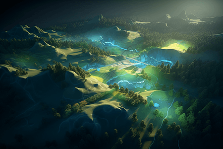 绿色平原山脉的环境模拟图片