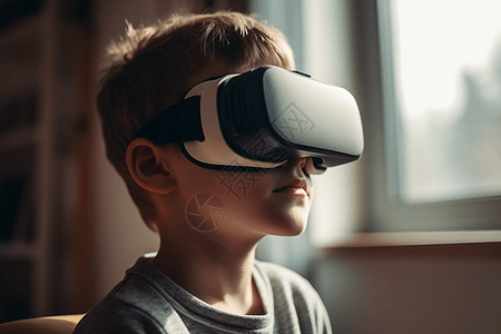 男孩使用VR眼镜图片
