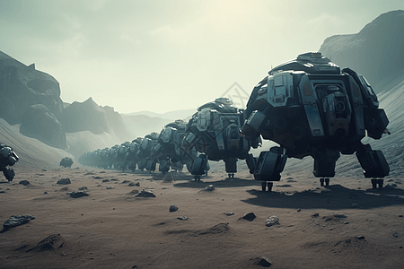 一支机器人军队在外星球图片