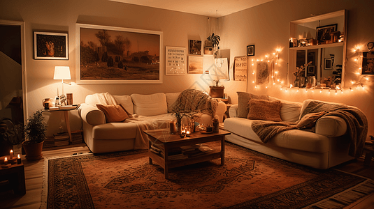 温馨慵懒风格大地毯客厅图片