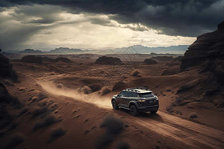 吉普汽车穿越沙漠图片