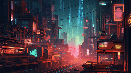 未来霓虹城市图片