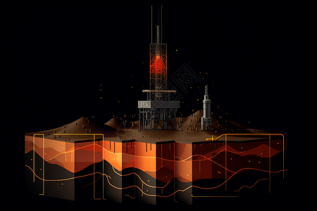 钻油井可视化钻井工作图插画