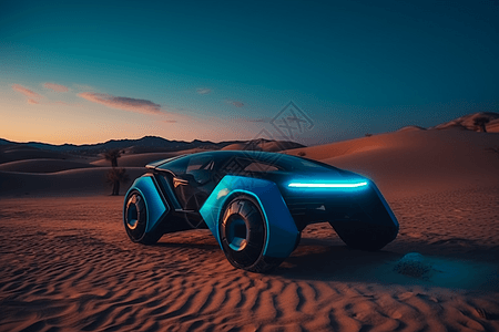 沙漠与未来汽车图片