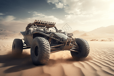 沙漠里的越野车图片