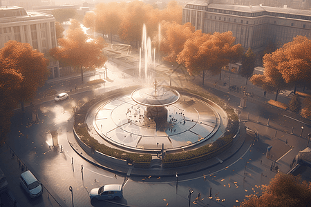 城市中心喷泉背景图片