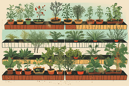 盆栽花园插画图片