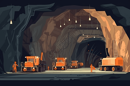 隧道中干活的工人图片