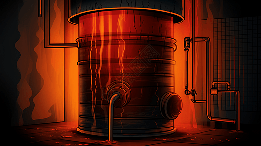 冒烟的地热热水器漫画插图图片
