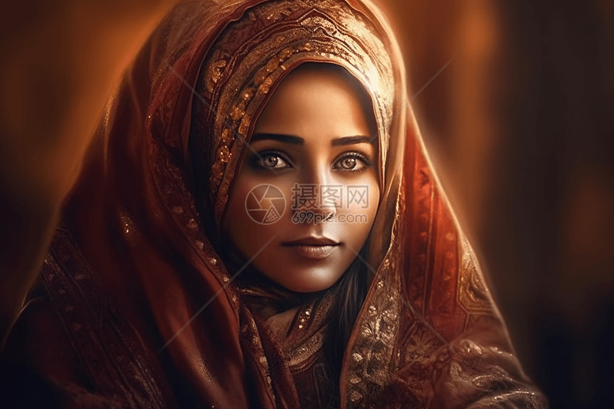 阿拉伯公主身着传统服装图片