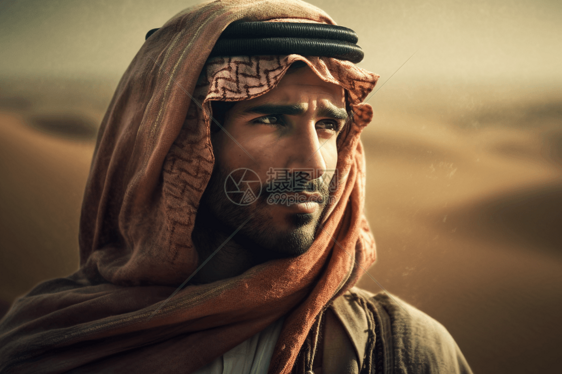 一个阿拉伯人身着传统服装图片