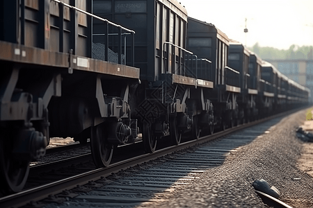 煤矿运输火车特写图片