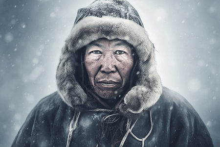 大雪纷飞因纽特男性背景