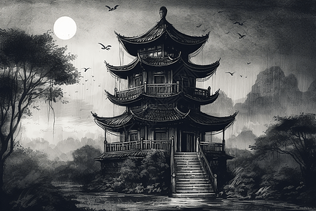 夜晚的中国馆背景图片